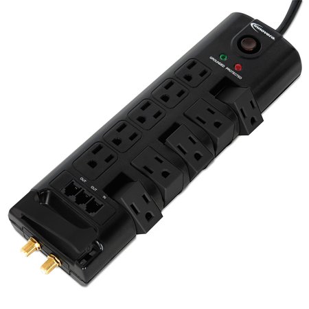 INNOVERA Surge Protector, 10 Outlets, 6 ft. Cord, 2880 Joules, Black IVR71657